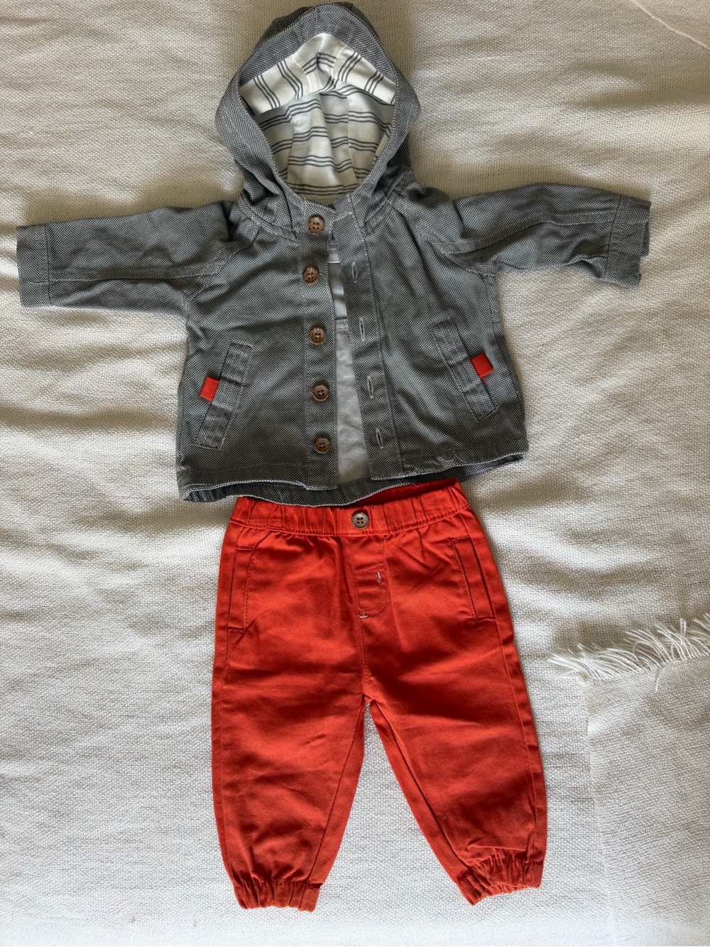 Baby Hoodie Jacket and Jogger Set - Gray & Orange